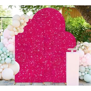 FUHSY Sequin Arch Cover Black Arch Backdrop Cover Set of 3 Arch Covers Stretchy Backdrop 6ft 5ft 4ft Spandex Backdrop Arch Stand Cover Glitter Arch Frame Cover Fabric for Halloween Party Decoration