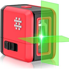 2D Laser Level Self-leveling Green Cross Laser Tool with Horizontal and Vertical Lines, USB-C Rechargeable for Construction and Picture Hanging,Battery & Carrying Bag Included