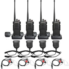 Retevis RT29 2 Way Radio with Waterproof Speaker Mic(4 Pack) with Earpiece(4 Pack),Long Range,High Power Heavy Duty Two Way Radio,Rugged Walkie Talkies,3200mAh Battery for Business Commercial School