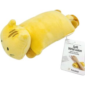 Soft Cute Cat Character Wrist Rest Cushion for Computer Mouse for Pain Relief of Tendinitis, Carpal Tunnel,and Forearm Discomfort (Yellow Mimi)