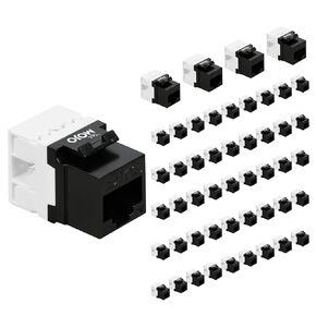 Tecmojo 180° Angled RJ45 Cat6 Keystone Jacks in Black 50 Pack Compatible with 180° Angled Speed Termination Tool