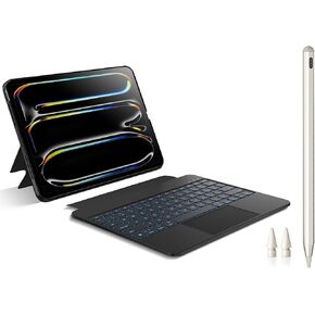 Detachable Keyboard Case + Stylus Pen for iPad Air 13-inch (M2&M3), iPad Pro 12.9 inch (6-3rd Gen)
