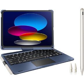 Wireless Keyboard Case with Trackpad + Stylus Pen for iPad 11th Gen (A16), iPad 10th Generation