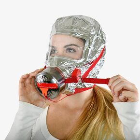 W Wilken Fire Escape Mask & Hood | جهاز تنفس لمدة 30 دقيقة للدخان أول أكسيد الكربون | حماية الطوارئ ذات الاستخدام الواحد