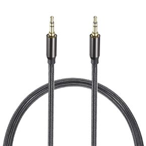 MECCANIXITY 3.5mm Aux Cable, 3.3 ft 3 Pole Nylon Braided Male to Male Audio Wire, Hi-Fi Stereo Sound Audio Wire Cord for Earphones, Smart Phones, Speakers,Black