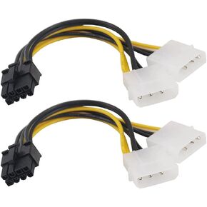 8-Pin PCIe to Molex (2X 4-Pin) Power Cables, 8 Pin PCIe to Dual 4 Pin Molex LP4 Power Cable Adapter Video Graphics Card Power Cords (2Pack/18CM)