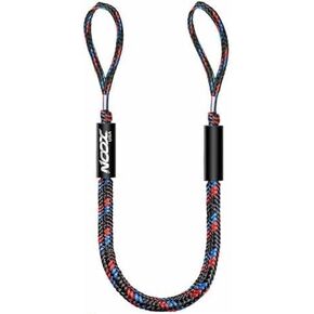 NooxUSA Boat Bungee Dock Lines, Boating Gifts for Men, Boat Accessories, Pontoon Accessories, Mooring Lines for Bass Boat, 4 Feet, Black Blue Red (2)
