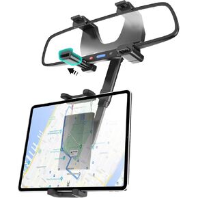 Car Rear View Mirror Tablet Holder, RearView Mirror Phone Mount with Universal 360 ° Rotatable Retractable Arm for Car SUV Truck Fits iPad Pro 12.9/Air/Mini, Galaxy Z, Garmin, 4-13'' Devices