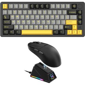 A.JAZZ FELICON x Attack Shark X86 75% Aluminum CNC Wireless Mechanical Gaming Keyboard AJ159APEX 8Khz Wireless Gaming Mouse Ultralight 56g with Magnetic Screen Charging Dock Combo Set(Starshine Bl