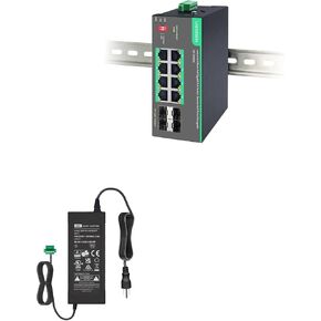 LINOVISION Industrial 8 Ports Remote Cloud Managed PoE Switch with DC 48V 2.5A Power Adapter