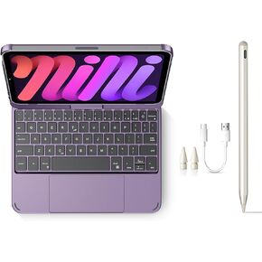 Stylus Pen + Swivel Keyboard Case for iPad mini 7th/6th Gen