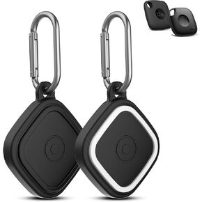 2-Pack Silicone Case for Tile Mate (2024/2022), Rugged Full Protective Cover for Tile Life360 Mate Tracker Anti-Slip Soft Tlie Mate Holder with Key Ring for Keys, Bag, Luggage, Pets (Green+Rose Red)