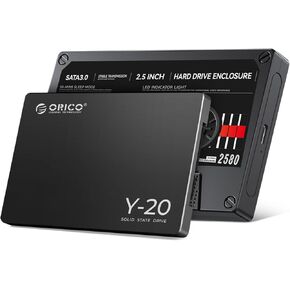 ORICO 128GB SATA SSD and USB C 2.5" Hard Drive Enclosure with Retro DIY Sticker Bundle