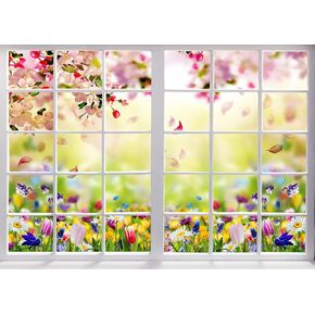 Spring Backdrops for Photography Floral Backdrop Spring Flowers Backdrop Window Background 7x5ft F-41