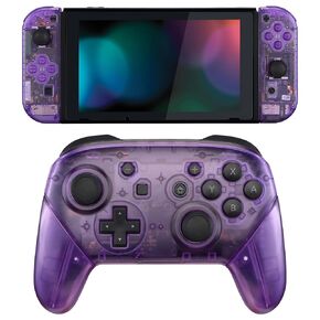 eXtremeRate Clear Atomic Purple Replacement Full Set Shell for Nintendo Switch & Switch Pro Controller - Console Controller NOT Included