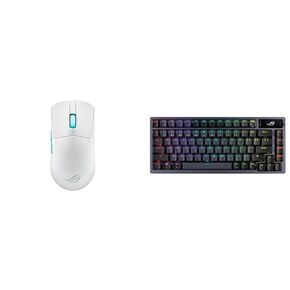 ASUS ROG Harpe Gaming Wireless Mouse, ri-Mode Connectivity (2.4GHz RF, Bluetooth, Wired), Black ROG Azoth 75 Wireless DIY Custom Gaming Keyboard, ROG NX Snow Switches & Keyboard