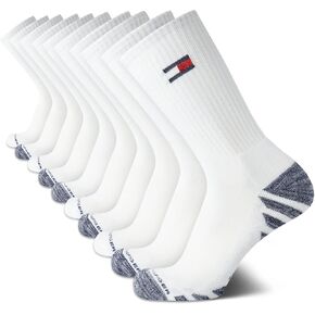 Tommy Hilfiger Men's Athletic Socks - Cushioned Crew Socks (10 Pack), Size 7-12, Navy/Grey/White in Kuwait