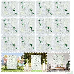 Pink Artificial Flower Wall Backdrop for Bridal Wedding - 3D Floral Wall Backdrop 12Pcs 15x15 Inch Rose Wall Panel for Party DIY Baby Shower Decoration