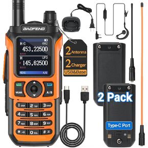 Baofeng UV-5R Upgrade Ham Radio Handheld Dual Band Long Range Two Way Radio for Adults UV-21R Rechargeable Walkie Talkies with Earpiece and 2Pack Battery Full Kit