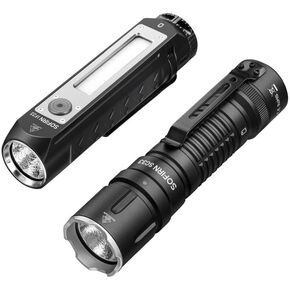 Sofirn IF23 LED RGB Work Flashlight 4000 Lumens Dual Lighting Source, Sofirn SC33 EDC Flashlight, Type-C Rechargeable for Outdoors, Emergency, Work