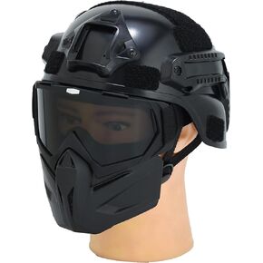 Tactical Airsoft Helmet with Detachable Goggles and Full Face Mask: Military Grade Gear for Paintball and Airsoft