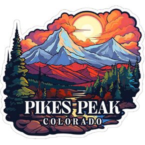 Pikes Peak Colorado Sticker 4 Inch - Waterproof Vinyl Decal for Laptop Water Bottle Car Tumbler - Durable Aesthetic Long-Lasting Stickers for Adults ID44990