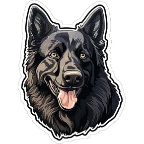 Black German Shepherd Sticker 4 Inch - Waterproof Animal Vinyl Decal for Laptop Water Bottle Car Tumbler - Durable Aesthetic Long-Lasting Stickers for Adults ID44990