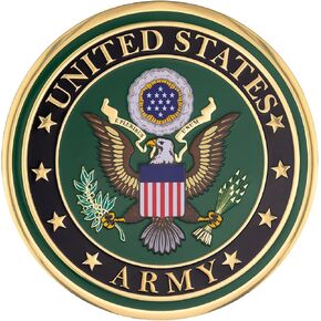 SHOP AWARDS AND GIFTS 2 Inch Round Embossed United States Army Full Color Shield Emblem Medallion, Metal Decal Adhesive Sticker, Peel and Stick Back, Honor Service Member, Veterans, Family, Pack of 1