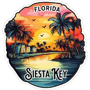 Siesta Key Florida Sticker 4 Inch - Waterproof Vinyl Decal for Laptop Water Bottle Car Tumbler - Durable Aesthetic Long-Lasting Stickers for Adults ID44990