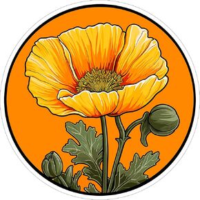 California Poppy Flower Sticker 4 Inch - Waterproof Vinyl Decal for Laptop Water Bottle Car Tumbler - Durable Aesthetic Long-Lasting Stickers for Adults ID44990