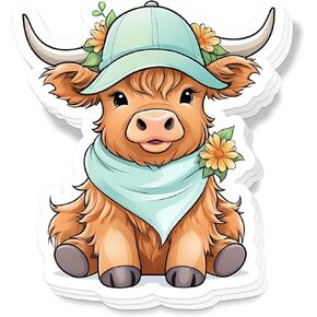 (3Pcs) Baby Highland Cow Cute Stickers 3'' Waterproof Decal for Journaling Laptop Kindle Water Bottle Stanley Cup Bumper