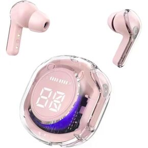 OOYY Wireless Bluetooth Earbuds with Touch Control & Digital Display Charging Case, Sports Bluetooth Headphones with Microphone Compatible with iPhone, Andriod (Pink)