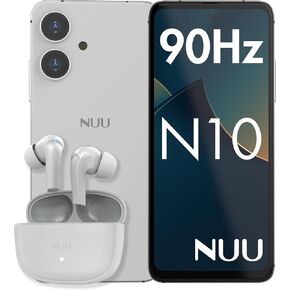 NUU N10 Basic Cell Phone with Earbuds Bundle for T-Mobile, Mint, Metro, Qlink, Tello and More 4GB/128GB |Buds A | Active Noise Cancelling Earbuds | Wireless Earbuds | ENC Voice Call Noise Reduction |