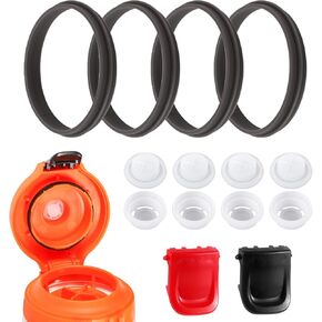 10pcs Bottle Lid Replacement Compatible with Gatorade Water Bottle, Dispensing Valves Replacement Gasket Silicone Valve and Plastic Insert & Bottle Seal & Clip for Gatorade GX 30oz Part Accessories