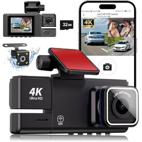 3 قناة Dash Cam ، 5G WiFi Dash Camera للسيارات ، 4K UHD DASH CAM الأمامية والخلفية ، كاميرا سيارة مع رؤية ليلية ، شاشة مواقف للسيارات على مدار 24 ساعة ، تسجيل حلقة ، HDR ، التحكم في التطبيق