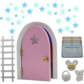 Qué Kawaii® MAGICAL Pérez mouse kit. DOOR THAT OPENS AND SHINES IN THE DARK!!! Wooden door and+crochet bag+Plate+Cheese+stars+little mouse that glows in the dark+6 certificates in Saudi Arabia