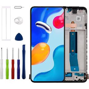 [Supports Fingerprints] New 6.36'' OLED Display for Redmi Note 11s 4G/Note 11 4G/Poco M4 Pro 4G Screen Digitizer Assembly Replacement with Technical Repair Tools Kit-Black with Frame