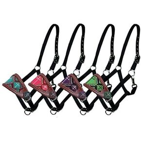 Showman Leather Bronc Halter w/Beaded Cross Design