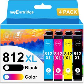 myCartridge 812XL Ink Cartridge Combo Pack Remanufactured for Epson 812XL Ink Cartridges for Epson 812 T812XL Ink for Workforce Pro WF-7820 WF-7840 EC-C7000 Printer (Black Cyan Yellow Magenta, 4-Pack)