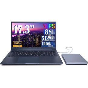 NBVCXSD17 Inch Laptop Laptop Computer with DVD Drive, Win11,8GB RAM 512GB SSD, Celeron Quad-Core Processor(Up to 2.9GHz),IPS Full HD Display with, Type-C, Wi-Fi, USB3.0