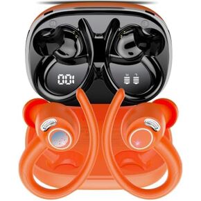 Wireless Earbuds Bluetooth 5.3 Headphones Sport, 2025 Wireless Earphones with Earhooks, HiFi Stereo Deep Bass with ENC Mic, 40H Dual LED Display, IPX7 Waterproof Ear Bud for Small Ear Running/Workout