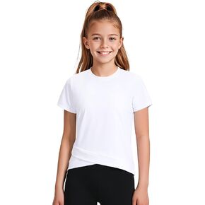 JOCMIC Girls Athletic Shirts Short Sleeve Cross Design Tshirt Yoga Gym Tee Tops for Kids in Saudi Arabia