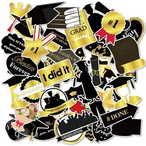 Graduation Stickers,Graduation PVC Waterproof Stickers(50pcs) for Bottles,Luggages,Laptop,Skateboard,Notebooks,Cars,Motorcycles,Bicycles(Anor Wishlife)