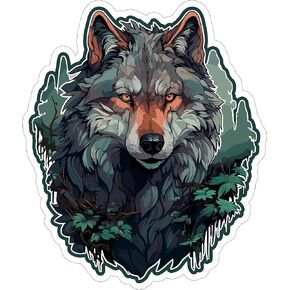 Wolf Sticker 4 Inch - Waterproof Animal Vinyl Decal for Laptop Water Bottle Car Tumbler - Durable Aesthetic Long-Lasting Stickers for Adults ID44990