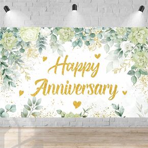 لافتة الذكرى السنوية الكبيرة - Sage Green Wedding Backdrop 71x43in - هتافات لزواج حفل زواج خلفية كشك صور للأزواج الذكرى السنوية 71x43in
