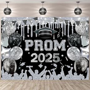 Red and Silver 2025 Graduation Backdrop 2025 Prom Night Photography Background Congrats Grad Party Banner for Class of 2025 Congratulate Graduation Party Decor Supplies (Red, 82x59 inch (7x5FT))