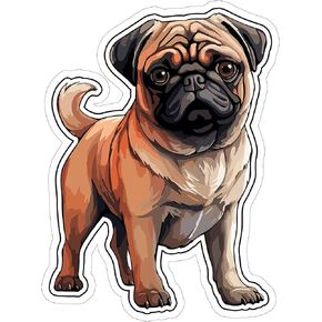 Pug Sticker 4 Inch - Waterproof Animal Vinyl Decal for Laptop Water Bottle Car Tumbler - Durable Aesthetic Long-Lasting Stickers for Adults ID44990