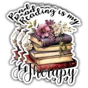 (3pcs) Reading is My Therapy Sticker Funny Sayings Vinyl Decal for Tumbler Kindle Laptop Water Bottles Reading Bookish Stickers Spicy Booktok Aesthetic Book Lovers - Size 3x2.2