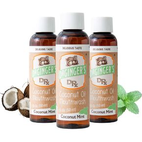 Dr. Ginger's Coconut Oil Pulling Mouthwash, All-Natural Oil & Xylitol to Target Bad Breath, Support Tongue and Gum Health and Brighten Teeth, Fluoride-Free, Coconut Mint Flavor, 14fl oz, 1ct