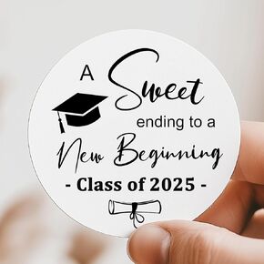 120x A Sweet Ending To a New Beginning Congrats Grad Graduation Party Favor Stickers Party Favor Class of 2024 Minimalist Sticker, Graduation Favor Stickers, Graduation Candy Label, Thank You Stickers